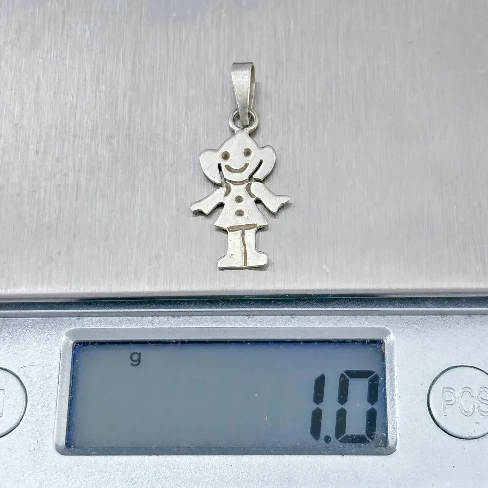 Vintage Sterling Silver 925 Girl Pendant